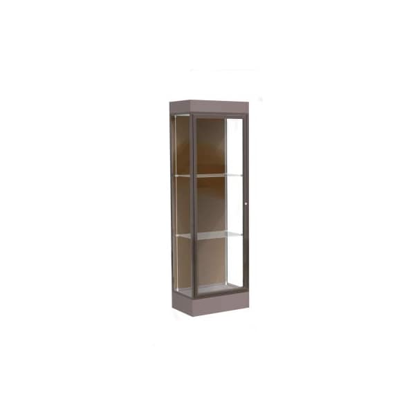 Waddell Display Case Of Ghent Edge Lighted Floor Case, Chocolate Back, Dark Bronze Frame, 6" Morro Zephyr Base, 24"W x 76"H x 20"D 91LFCO-BZ-MZ - main